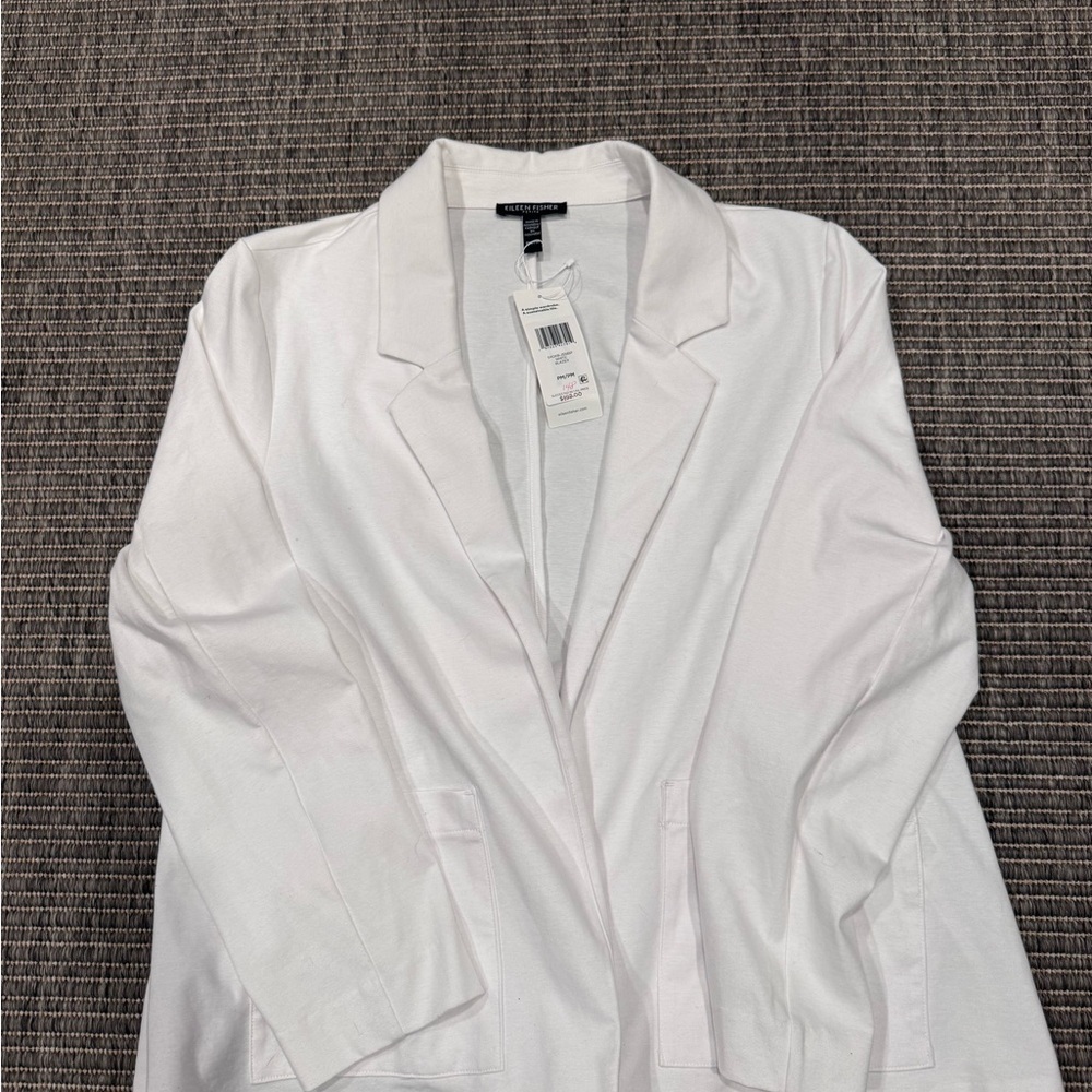 Eileen Fisher Elegant White Organic Cotton Blend Blazer